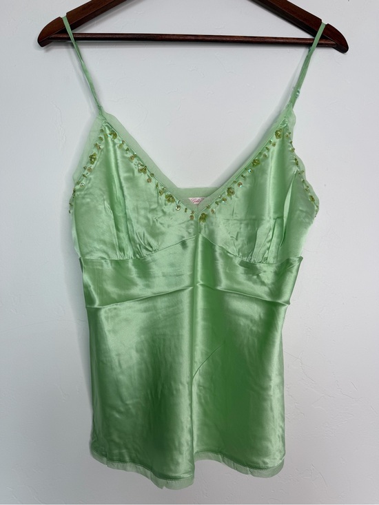 Gold Hawk Tops - Gold Hawk Lime Sherbet Silk Beaded Cami Tank Top Medium NWT Y2K Green